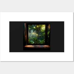 A view at the jungle through a tree house window Posters and Art